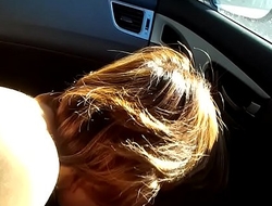 Flowers giving a blowjob in her car 5
